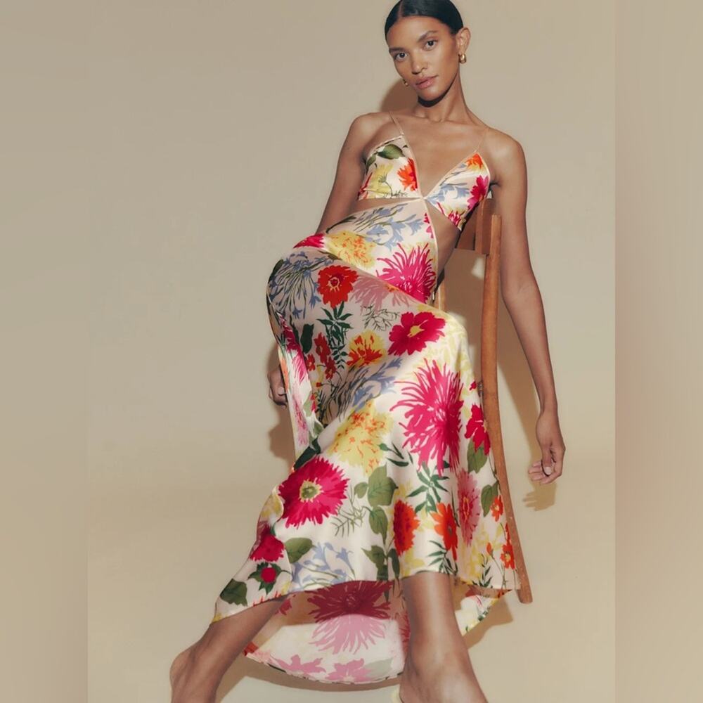 REFORMATION Poppies Silk Floral Maxi Dress in Fabrizia Size 8